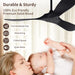 60 in. Wood Black Ceiling Fans without Lights, Modern Smart Reversible Ceiling Fan for Indoor Outdoor Use-15-ErisView