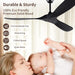 60 in. Wood Black Ceiling Fans without Lights, Modern Smart Reversible Ceiling Fan for Indoor Outdoor Use-2-ErisView