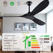 60 in. Wood Black Ceiling Fans without Lights, Modern Smart Reversible Ceiling Fan for Indoor Outdoor Use-3-ErisView