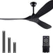 60 in. Wood Black Ceiling Fans without Lights, Modern Smart Reversible Ceiling Fan for Indoor Outdoor Use-1-ErisView