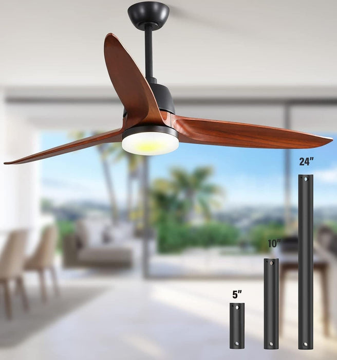 60 in. Wood Ceiling Fan with Light, Outdoor Covered Ceiling Fan with Remote, Oil Rubbed Bronze Ceiling Fan for Living Room Kitchen Bedroom Dining Room-108-ErisView