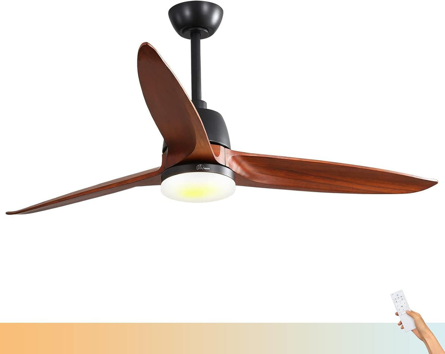 60 in. Wood Ceiling Fan with Light, Outdoor Covered Ceiling Fan with Remote, Oil Rubbed Bronze Ceiling Fan for Living Room Kitchen Bedroom Dining Room-116-ErisView