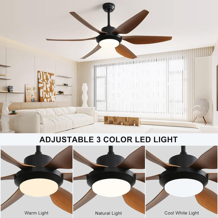 60 in. Wood Ceiling Fan with Light, Outdoor Covered Ceiling Fan with Remote, Oil Rubbed Bronze Ceiling Fan for Living Room Kitchen Bedroom Dining Room-120-ErisView