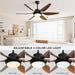 60 in. Wood Ceiling Fan with Light, Outdoor Covered Ceiling Fan with Remote, Oil Rubbed Bronze Ceiling Fan for Living Room Kitchen Bedroom Dining Room-120-ErisView