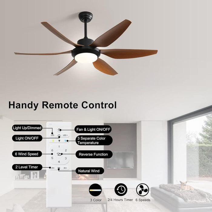 60 in. Wood Ceiling Fan with Light, Outdoor Covered Ceiling Fan with Remote, Oil Rubbed Bronze Ceiling Fan for Living Room Kitchen Bedroom Dining Room-121-ErisView