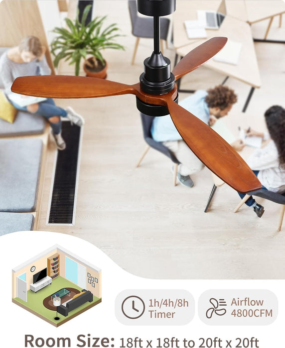 60 in. Wood Ceiling Fan with Light, Outdoor Covered Ceiling Fan with Remote, Oil Rubbed Bronze Ceiling Fan for Living Room Kitchen Bedroom Dining Room-36-ErisView