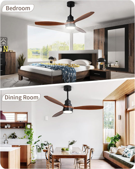 60 in. Wood Ceiling Fan with Light, Outdoor Covered Ceiling Fan with Remote, Oil Rubbed Bronze Ceiling Fan for Living Room Kitchen Bedroom Dining Room-41-ErisView