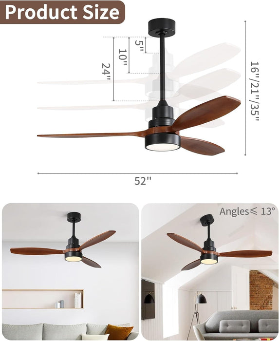 60 in. Wood Ceiling Fan with Light, Outdoor Covered Ceiling Fan with Remote, Oil Rubbed Bronze Ceiling Fan for Living Room Kitchen Bedroom Dining Room-42-ErisView