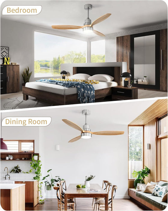 60 in. Wood Ceiling Fan with Light, Outdoor Covered Ceiling Fan with Remote, Oil Rubbed Bronze Ceiling Fan for Living Room Kitchen Bedroom Dining Room-50-ErisView