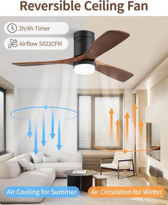 60 in. Wood Ceiling Fan with Light, Outdoor Covered Ceiling Fan with Remote, Oil Rubbed Bronze Ceiling Fan for Living Room Kitchen Bedroom Dining Room-53-ErisView