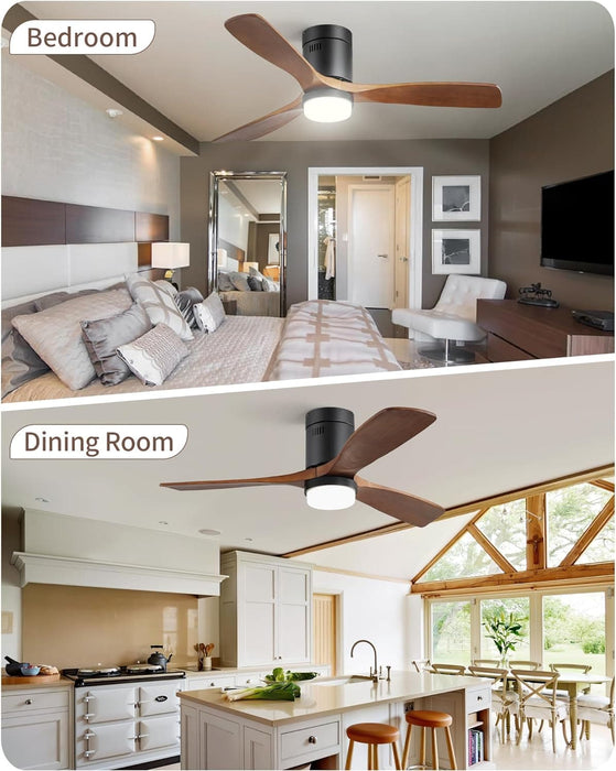 60 in. Wood Ceiling Fan with Light, Outdoor Covered Ceiling Fan with Remote, Oil Rubbed Bronze Ceiling Fan for Living Room Kitchen Bedroom Dining Room-56-ErisView