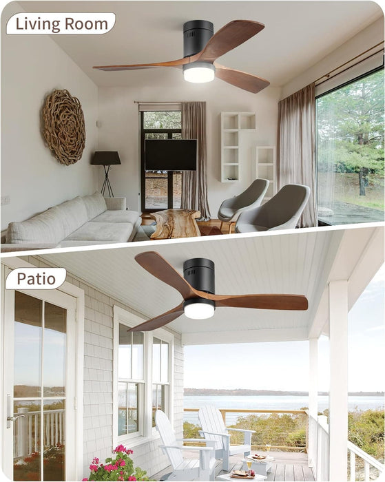 60 in. Wood Ceiling Fan with Light, Outdoor Covered Ceiling Fan with Remote, Oil Rubbed Bronze Ceiling Fan for Living Room Kitchen Bedroom Dining Room-58-ErisView