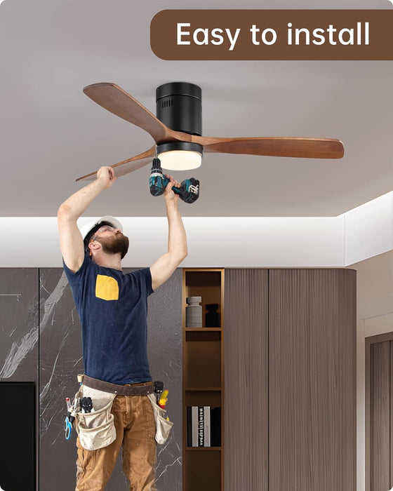 60 in. Wood Ceiling Fan with Light, Outdoor Covered Ceiling Fan with Remote, Oil Rubbed Bronze Ceiling Fan for Living Room Kitchen Bedroom Dining Room-59-ErisView