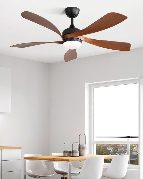 60 in. Wood Ceiling Fan with Light, Outdoor Covered Ceiling Fan with Remote, Oil Rubbed Bronze Ceiling Fan for Living Room Kitchen Bedroom Dining Room-60-ErisView