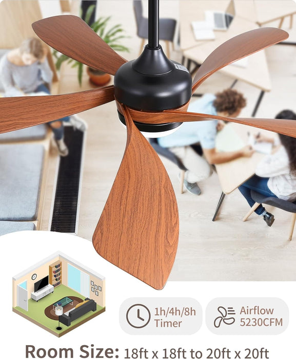60 in. Wood Ceiling Fan with Light, Outdoor Covered Ceiling Fan with Remote, Oil Rubbed Bronze Ceiling Fan for Living Room Kitchen Bedroom Dining Room-61-ErisView