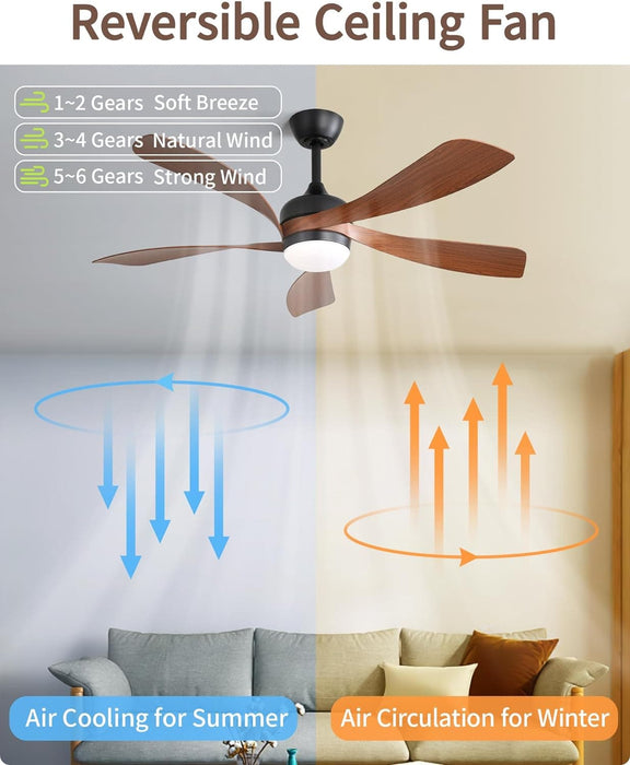 60 in. Wood Ceiling Fan with Light, Outdoor Covered Ceiling Fan with Remote, Oil Rubbed Bronze Ceiling Fan for Living Room Kitchen Bedroom Dining Room-64-ErisView