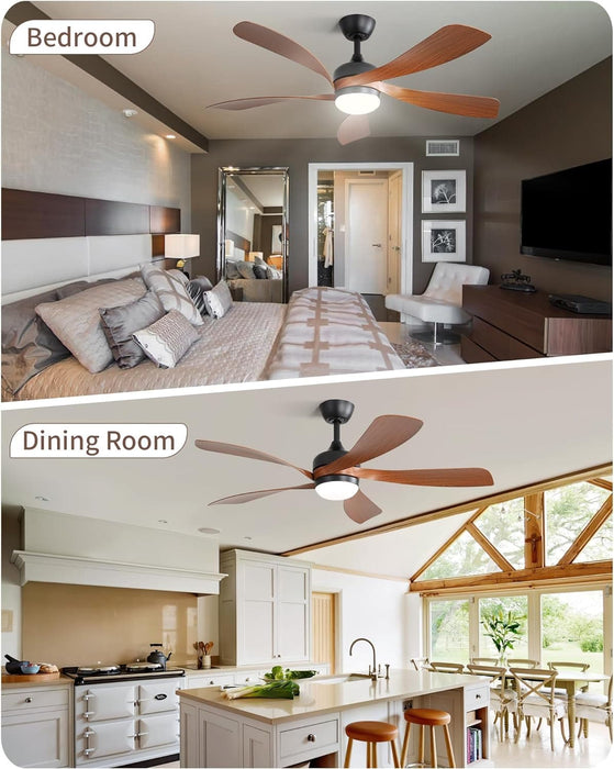 60 in. Wood Ceiling Fan with Light, Outdoor Covered Ceiling Fan with Remote, Oil Rubbed Bronze Ceiling Fan for Living Room Kitchen Bedroom Dining Room-65-ErisView