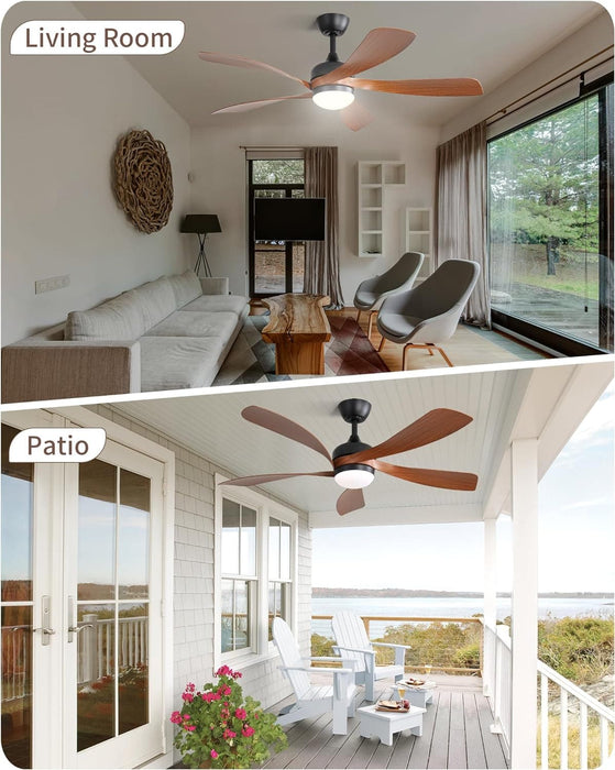 60 in. Wood Ceiling Fan with Light, Outdoor Covered Ceiling Fan with Remote, Oil Rubbed Bronze Ceiling Fan for Living Room Kitchen Bedroom Dining Room-67-ErisView