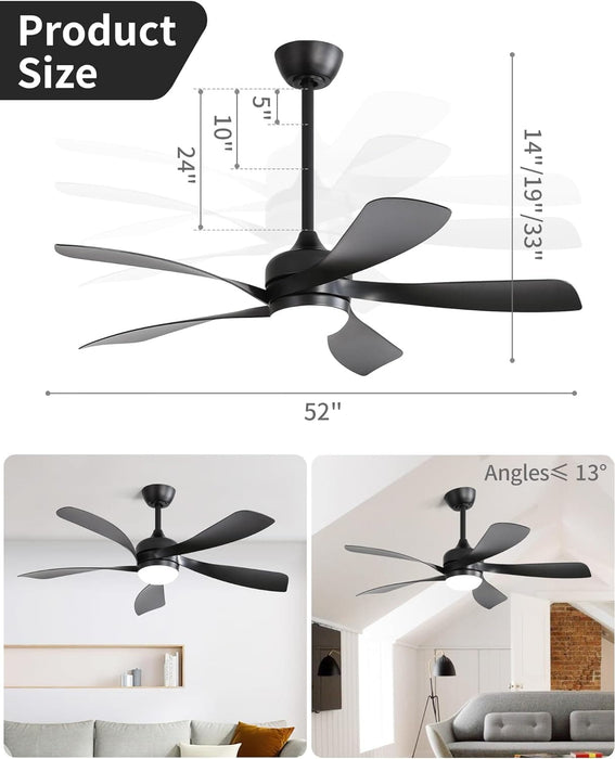 60 in. Wood Ceiling Fan with Light, Outdoor Covered Ceiling Fan with Remote, Oil Rubbed Bronze Ceiling Fan for Living Room Kitchen Bedroom Dining Room-69-ErisView