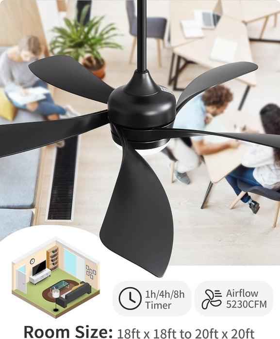 60 in. Wood Ceiling Fan with Light, Outdoor Covered Ceiling Fan with Remote, Oil Rubbed Bronze Ceiling Fan for Living Room Kitchen Bedroom Dining Room-72-ErisView