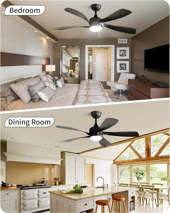 60 in. Wood Ceiling Fan with Light, Outdoor Covered Ceiling Fan with Remote, Oil Rubbed Bronze Ceiling Fan for Living Room Kitchen Bedroom Dining Room-74-ErisView