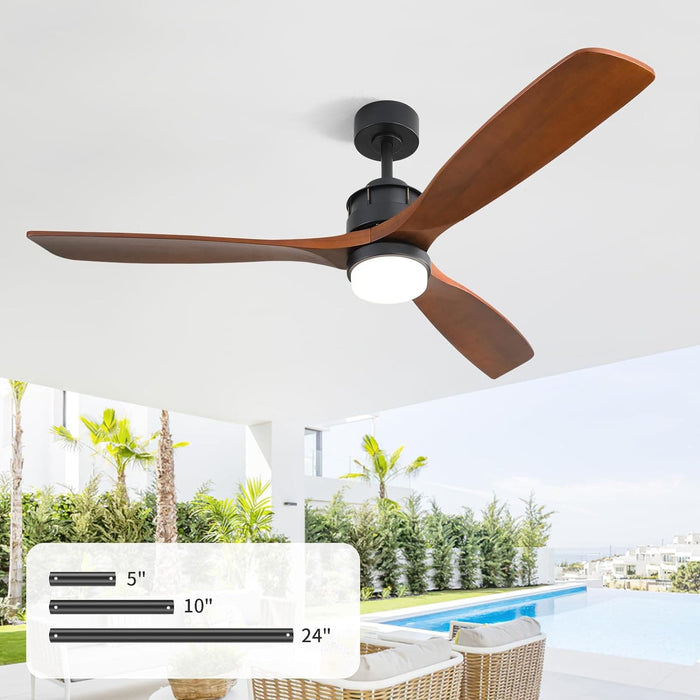 60 in. Wood Ceiling Fan with Light, Outdoor Covered Ceiling Fan with Remote, Oil Rubbed Bronze Ceiling Fan for Living Room Kitchen Bedroom Dining Room-85-ErisView