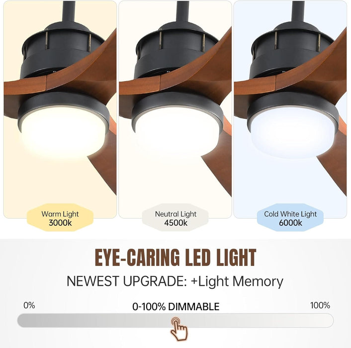 60 in. Wood Ceiling Fan with Light, Outdoor Covered Ceiling Fan with Remote, Oil Rubbed Bronze Ceiling Fan for Living Room Kitchen Bedroom Dining Room-86-ErisView