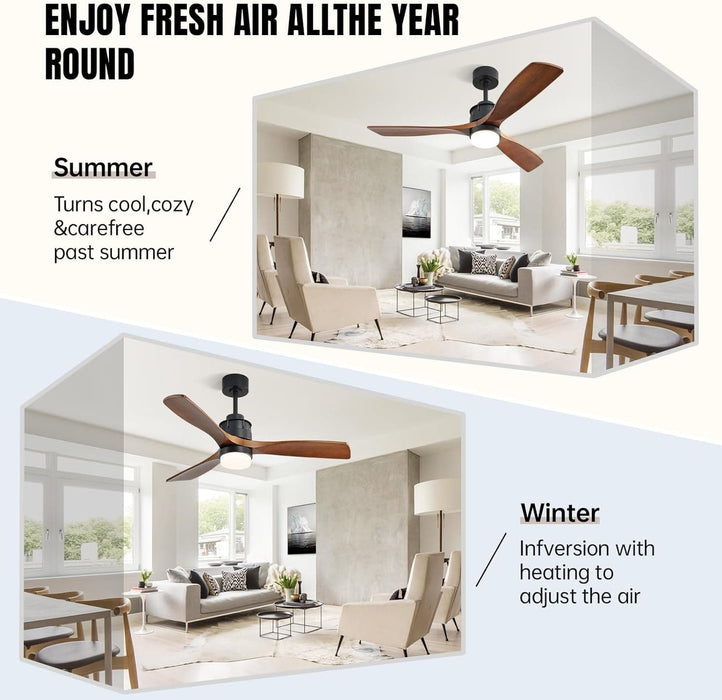 60 in. Wood Ceiling Fan with Light, Outdoor Covered Ceiling Fan with Remote, Oil Rubbed Bronze Ceiling Fan for Living Room Kitchen Bedroom Dining Room-87-ErisView