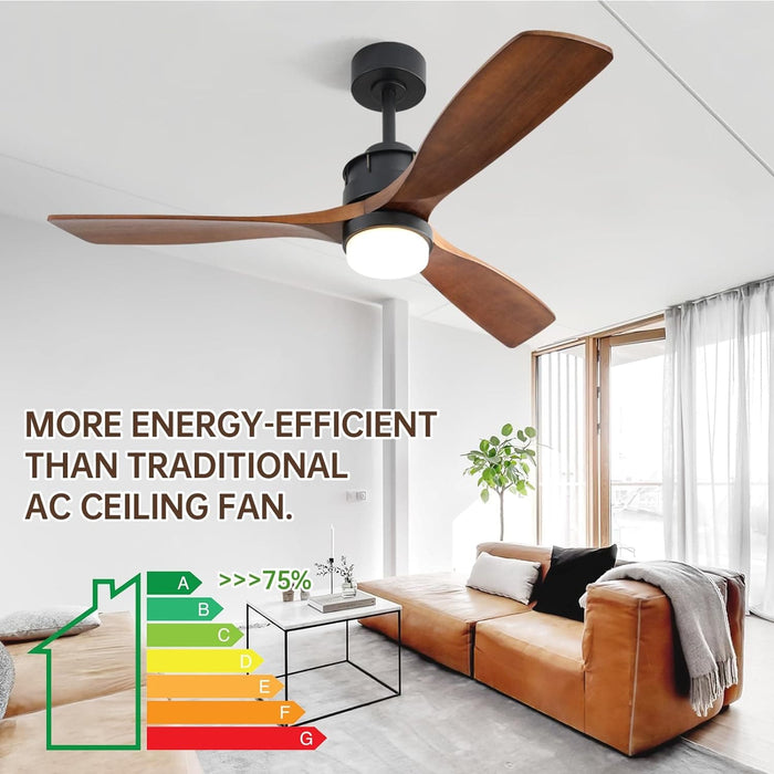 60 in. Wood Ceiling Fan with Light, Outdoor Covered Ceiling Fan with Remote, Oil Rubbed Bronze Ceiling Fan for Living Room Kitchen Bedroom Dining Room-90-ErisView