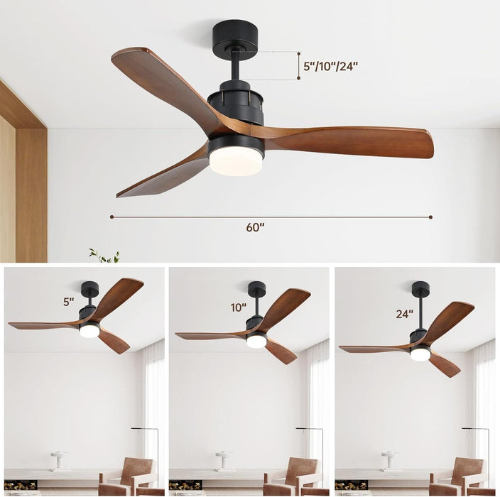 60 in. Wood Ceiling Fan with Light, Outdoor Covered Ceiling Fan with Remote, Oil Rubbed Bronze Ceiling Fan for Living Room Kitchen Bedroom Dining Room-91-ErisView