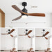 60 in. Wood Ceiling Fan with Light, Outdoor Covered Ceiling Fan with Remote, Oil Rubbed Bronze Ceiling Fan for Living Room Kitchen Bedroom Dining Room-91-ErisView