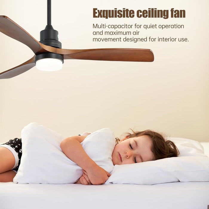 60 in. Wood Ceiling Fan with Light, Outdoor Covered Ceiling Fan with Remote, Oil Rubbed Bronze Ceiling Fan for Living Room Kitchen Bedroom Dining Room-96-ErisView