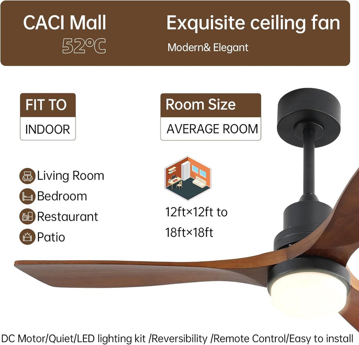 60 in. Wood Ceiling Fan with Light, Outdoor Covered Ceiling Fan with Remote, Oil Rubbed Bronze Ceiling Fan for Living Room Kitchen Bedroom Dining Room-99-ErisView
