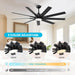 62 in. Big Modern Black Ceiling Fan with Remote, Mini Dimmable Reversible Ceiling Fan-6-ErisView