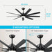 62 in. Big Modern Black Ceiling Fan with Remote, Mini Dimmable Reversible Ceiling Fan-7-ErisView