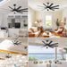 62 in. Big Modern Black Ceiling Fan with Remote, Mini Dimmable Reversible Ceiling Fan-8-ErisView