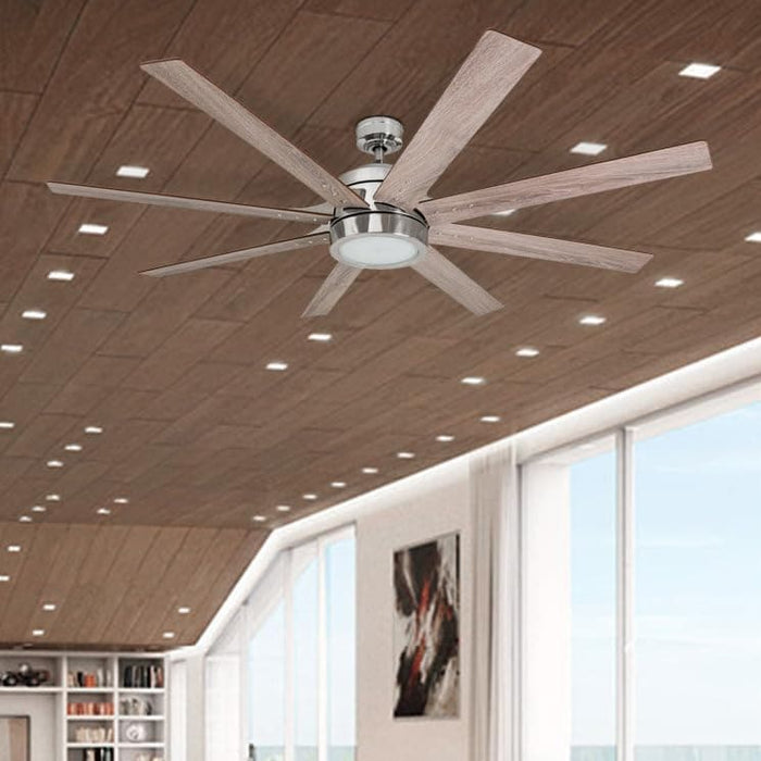 62 in. Contemporary Ceiling Fan with Light, LED Ceiling Fan with Remote Control, Reversible Fan in Winter Summer, Brushed Nickel Ceiling Fan-10-ErisView