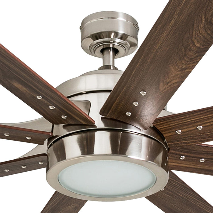 62 in. Contemporary Ceiling Fan with Light, LED Ceiling Fan with Remote Control, Reversible Fan in Winter Summer, Brushed Nickel Ceiling Fan-12-ErisView