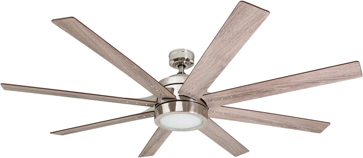 62 in. Contemporary Ceiling Fan with Light, LED Ceiling Fan with Remote Control, Reversible Fan in Winter Summer, Brushed Nickel Ceiling Fan-9-ErisView