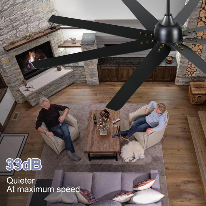 62 in. Large Farmhouse Ceiling Fan with Lights and Remote, Black Quiet Ceiling Fans, Quiet Ceiling Fans with Lights for Indoor Great Room-3-ErisView