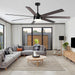 62 in. Outdoor Ceiling Fan with Light, Dimmable Black Ceiling Fan, Reversible Bedroom Ceiling Fans, Living Room Fan with Light, Patio Fans-2-ErisView