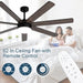 62 in. Outdoor Ceiling Fan with Light, Dimmable Black Ceiling Fan, Reversible Bedroom Ceiling Fans, Living Room Fan with Light, Patio Fans-6-ErisView