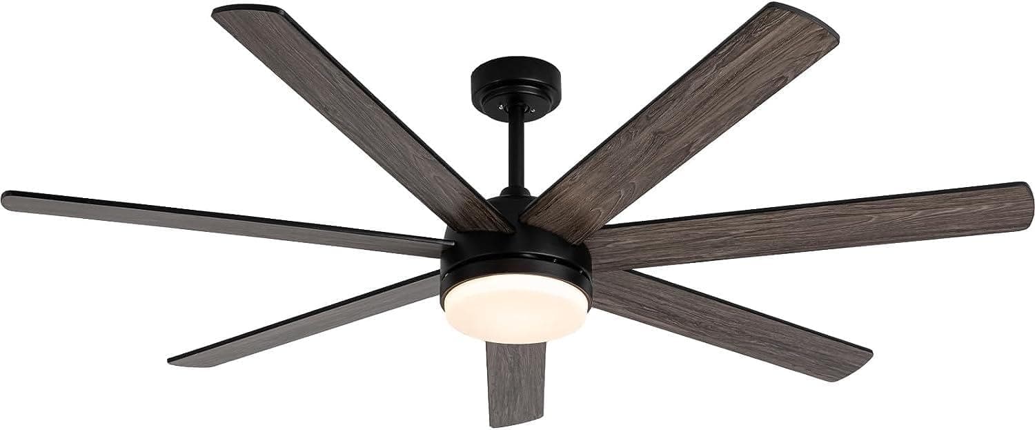 62 in. Outdoor Ceiling Fan with Light, Dimmable Black Ceiling Fan, Reversible Bedroom Ceiling Fans, Living Room Fan with Light, Patio Fans-1-ErisView
