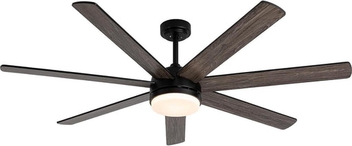 62 in. Outdoor Ceiling Fan with Light, Dimmable Black Ceiling Fan, Reversible Bedroom Ceiling Fans, Living Room Fan with Light, Patio Fans-1-ErisView
