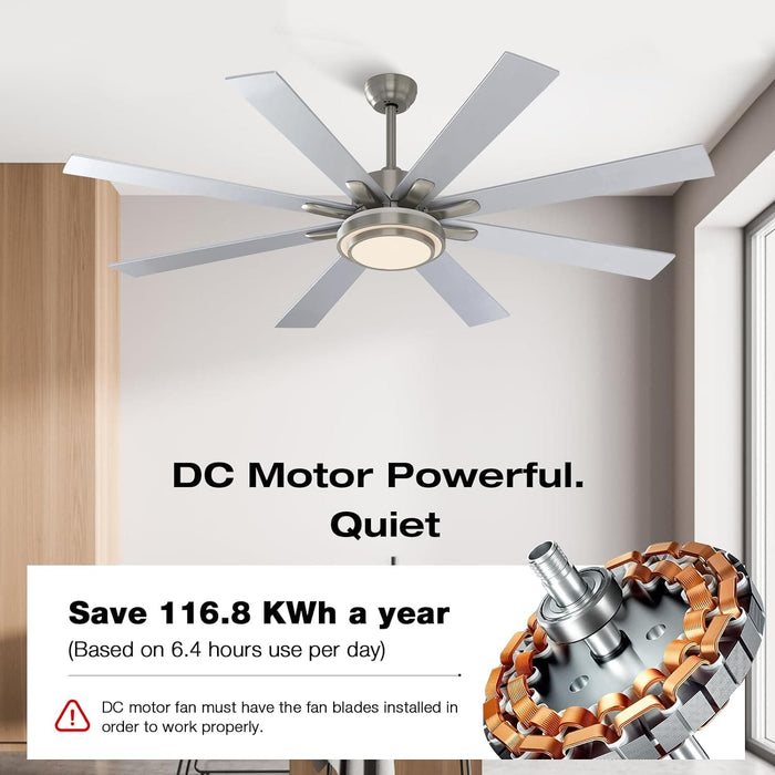 62 in. Remote Control Ceiling Fan with Light, Reversible Nickel Ceiling Fan -5-ErisView