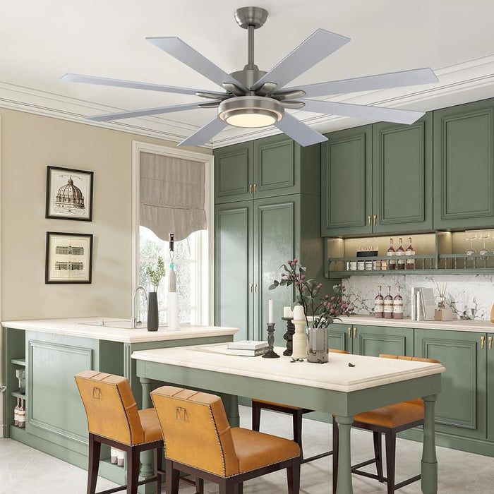 62 in. Remote Control Ceiling Fan with Light, Reversible Nickel Ceiling Fan -9-ErisView