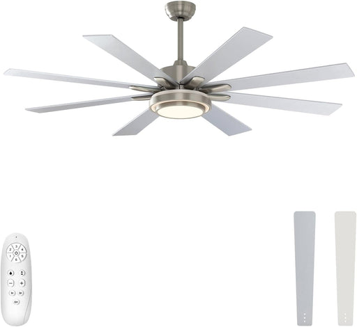 62 in. Remote Control Ceiling Fan with Light, Reversible Nickel Ceiling Fan -1-ErisView