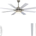 62 in. Remote Control Ceiling Fan with Light, Reversible Nickel Ceiling Fan -1-ErisView