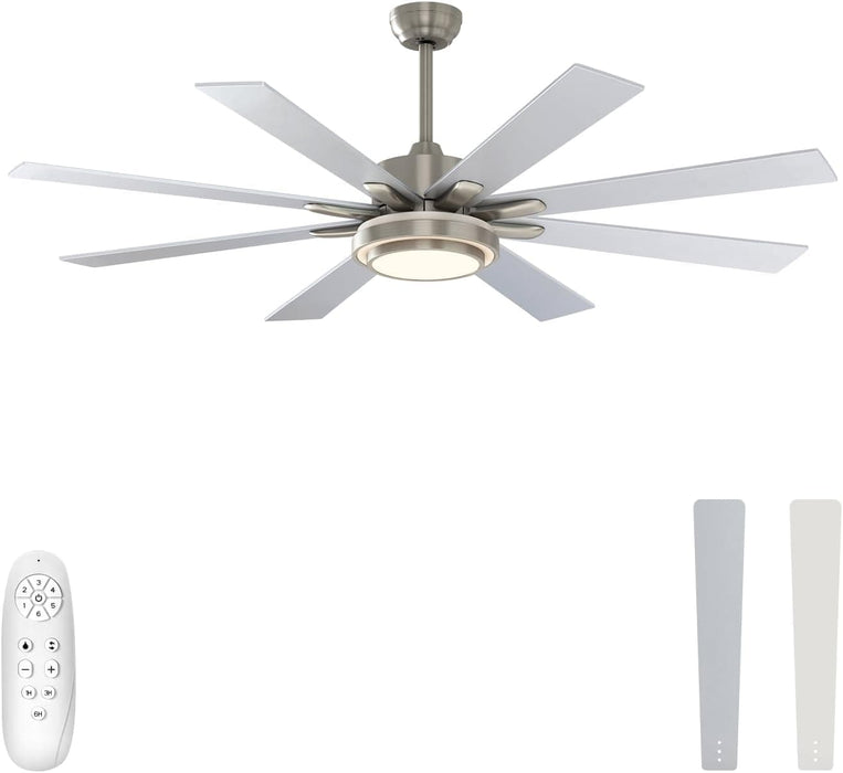 62 in. Remote Control Ceiling Fan with Light, Reversible Nickel Ceiling Fan -1-ErisView