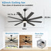 62 in. Silent Reversible DC Ceiling Fan, Remote Control Ceiling Fan with Light, Black 9 Blades Dimmable LED Ceiling Fan Light-7-ErisView